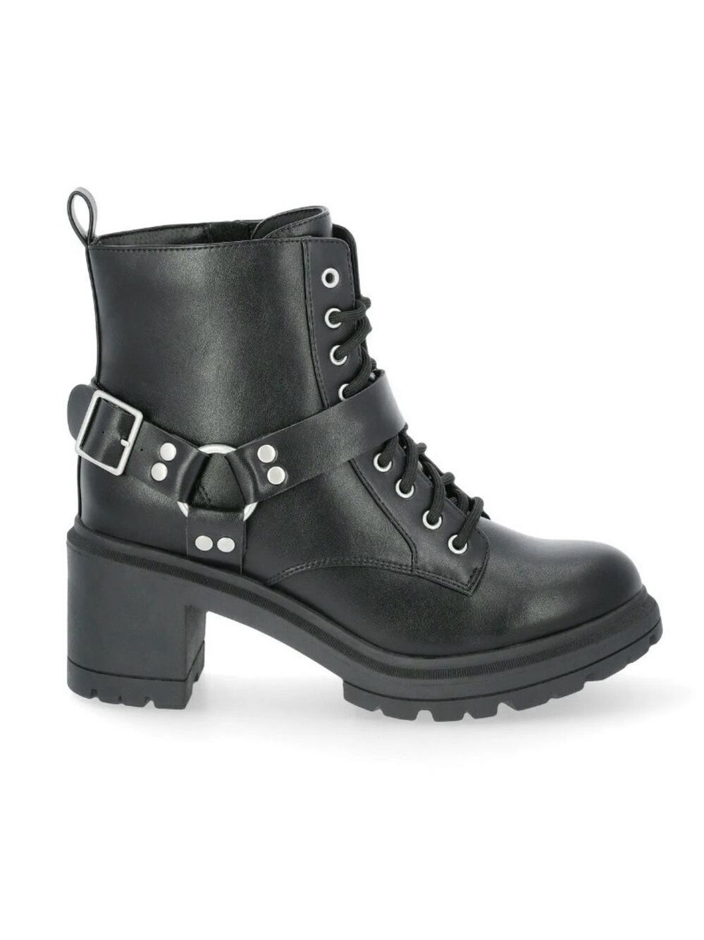 No Boundaries Black Lace Up Moto Boots Size 11 - Picture 7 of 14